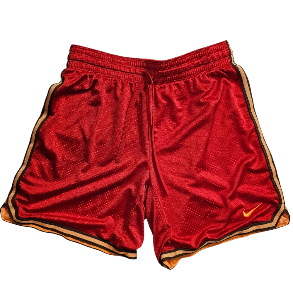 Nike Red Athletic Shorts with Gold Accents